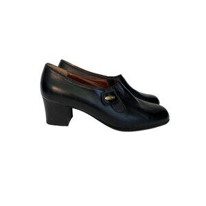 Vintage 80's Miss Clair Linea Young Black Italian Leather Shoes Size 37